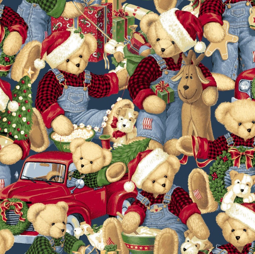 Teddy Christmas Fabric - 100% Cotton-SPR79137-A620315