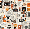 Pumpkins and Potions Cream Kimberbell Halloween Fabric - Kimberbell - Maywood Studios - Cotton Halloween Fabric