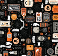 Pumpkins and Potions Black Kimberbell Halloween Fabric - Kimberbell - Maywood Studios - Cotton Halloween Fabric