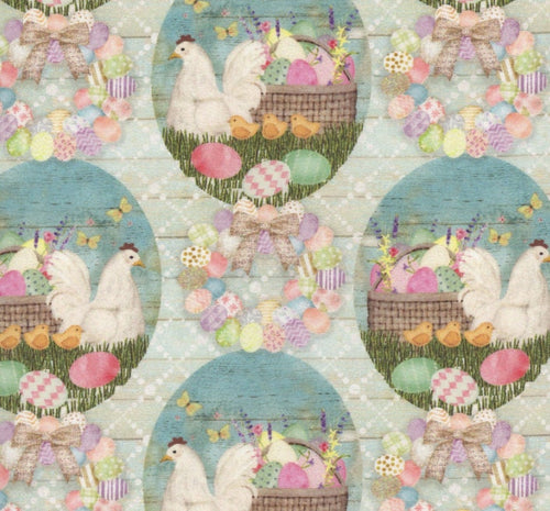 Bunny Kisses & Easter Wishes 22250 Mint by Beth Albert for 3 Wishes Fabrics 100% Cotton Continuous Cuts