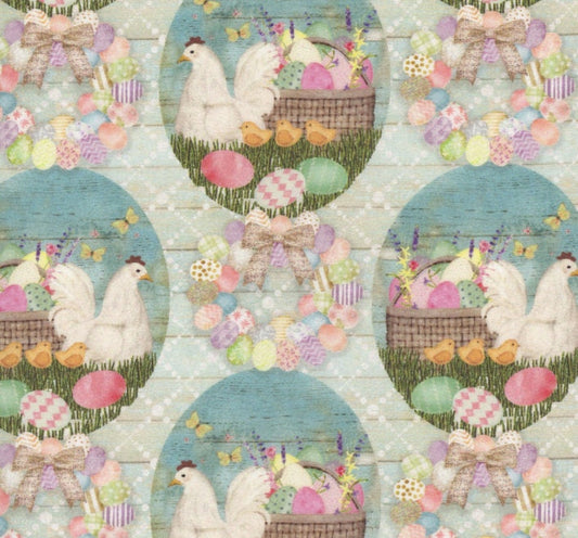 Bunny Kisses & Easter Wishes 22250 Mint by Beth Albert for 3 Wishes Fabrics  100% Cotton Continuous Cuts
