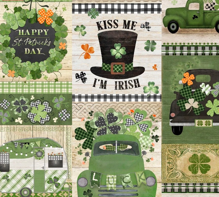 Shamrockin' 3WI22245-MLT by Beth Albert for 3 Wishes Fabrics100% Cotton - continuous cuts