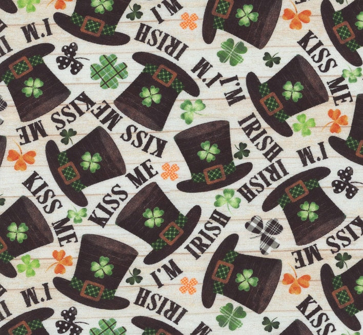 Shamrockin' 3WI22242-BGE by Beth Albert for 3 Wishes Fabrics - 100% Cotton - continuous cuts