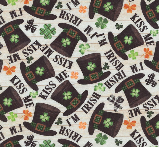 Shamrockin' 3WI22242-BGE by Beth Albert for 3 Wishes Fabrics - 100% Cotton - continuous cuts