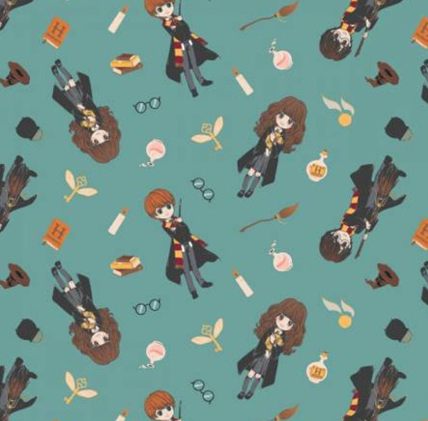 Harry Potter Trio Stands Cotton fabric-Continuous Cuts - 100% Cotton -Licensed Fabric