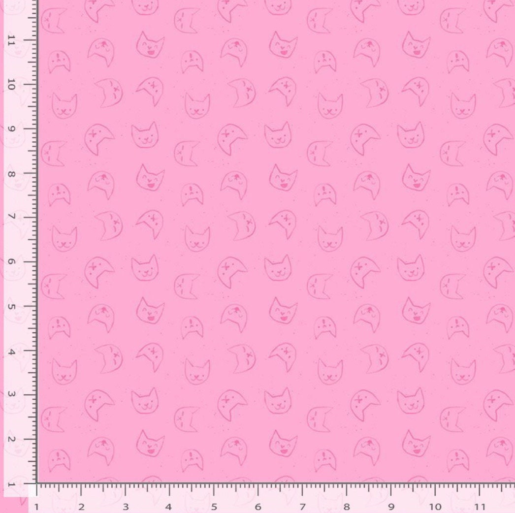DS-Lazy Sunday Stella DPJ2898 Peony - Emoti Cats 100% Cotton- Continuous Cuts -