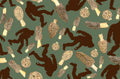 Sasquatch Morel Mushrooms Scatter Cotton Fabric on Green fabric- 100% Cotton