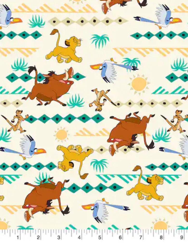 The Lion King Simba Geometric Cotton Fabric- 100% Cotton - Licensed Fabric