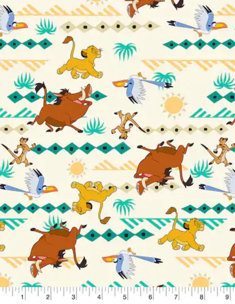 The Lion King Simba Geometric Cotton Fabric- 100% Cotton - Licensed Fabric