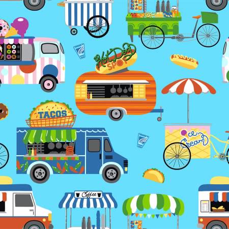 Lollie Snacks It's Snacktime Food Truck Cotton Fabric- FLLS-D39-E - Continuous Cuts - 100% Cotton Fabric