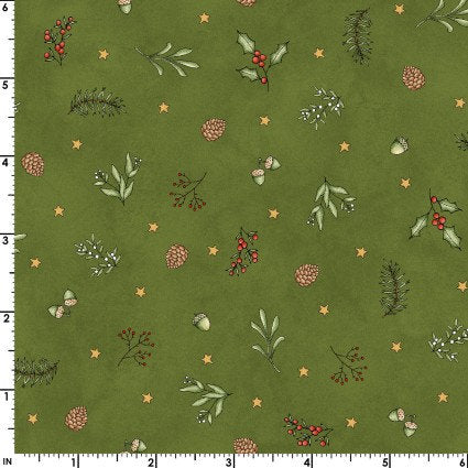 Tiny Green Christmas Cotton Fabric- 100% Cotton - Continuous cuts- MAS10555-G Homemade Holidays - Maywood Studio
