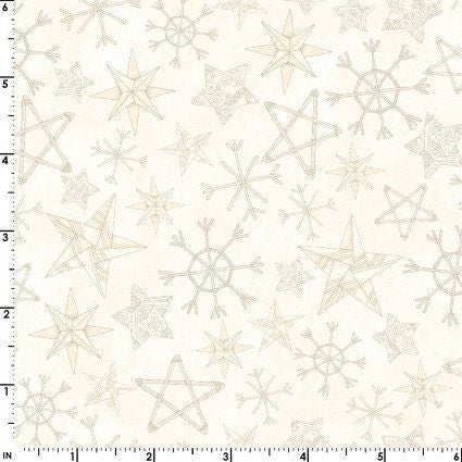 Straw Stars on Beige Christmas Cotton Fabric- MAS10556-E Homemade Holidays -Maywood Studios