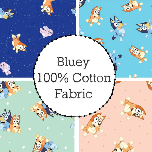 Bluey 100% Cotton Fabric-- continuous cuts - Craft Supply - Licensed Print
