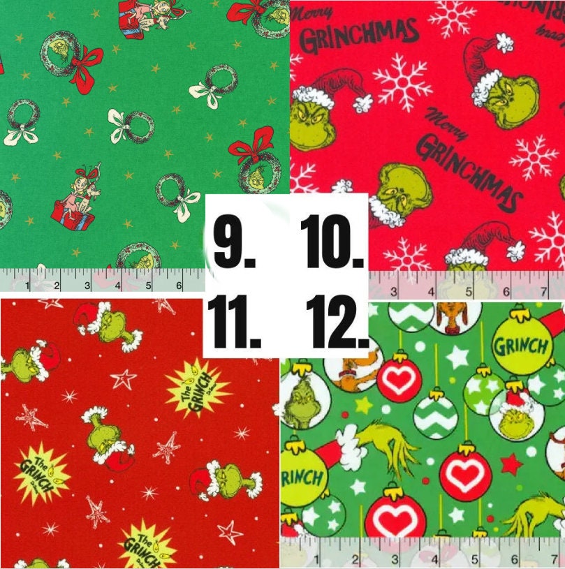 The Grinch Christmas character fabric- 1/4 yard, 1/2 yard, Fat Quarter - 100% Cotton -