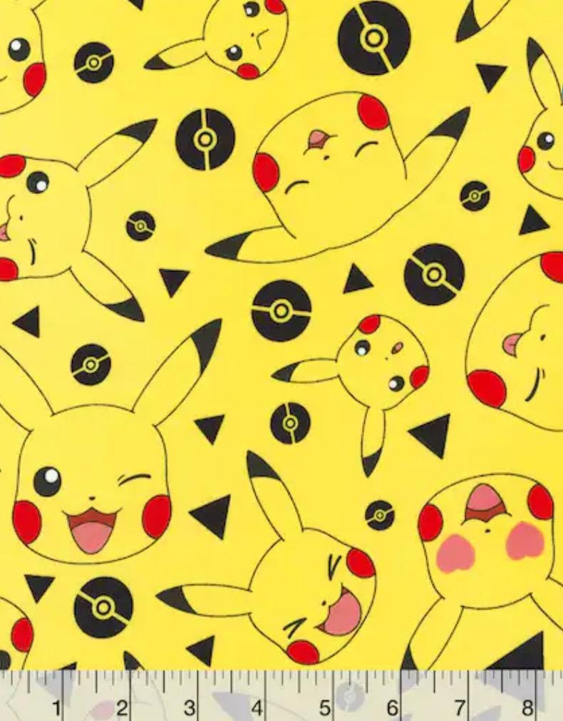 Pokémon Playtime Pikachu Cotton fabric- Robert Kaufman continuous cuts- 100% Cotton - Licensed Fabric