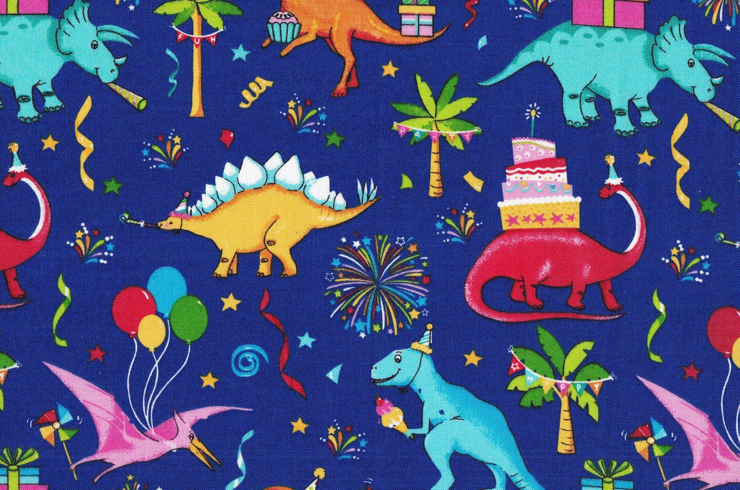 Party Dinos Novelty Corton Fabric  - Roar Cotton Fabric - Cute- roar- continuous cuts 100% Cotton