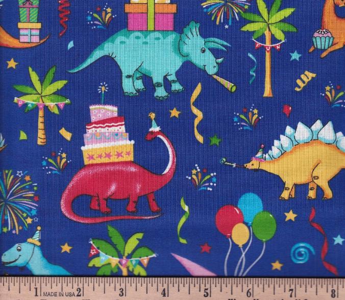 Party Dinos Novelty Corton Fabric  - Roar Cotton Fabric - Cute- roar- continuous cuts 100% Cotton