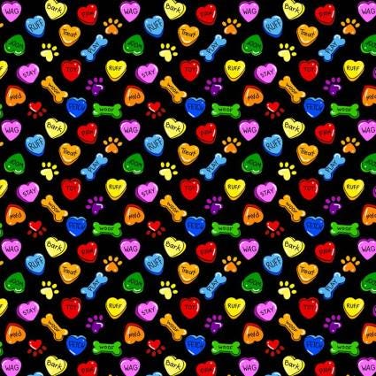 Dogs Love on Black Cotton fabric - 100% Cotton - Continuous Cuts - Fabric Traditions
