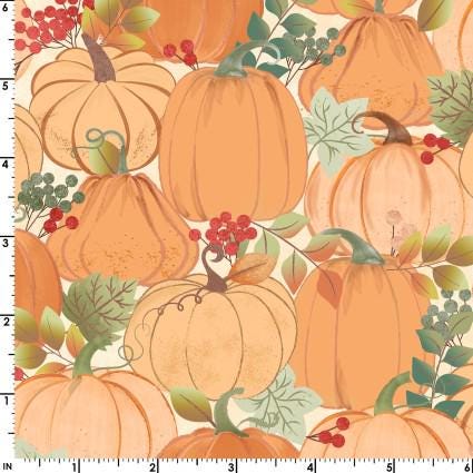Hello Autumn Pumpkin Patch 100% Cotton Fabric - Maywood Studios - MAS10732-EO