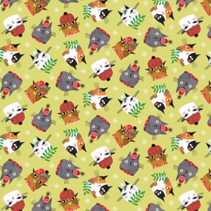 Meowy Christmas Fabric - Fat Quarters- 100% Cotton CON16234-40 - Benartex Designer Fabrics