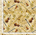 Gold Symphony Cotton Fabric Timeless Treasure 100% Cotton fabric by the 1/4, 1/2 yards-continuous cuts - MUSIC-CM3237