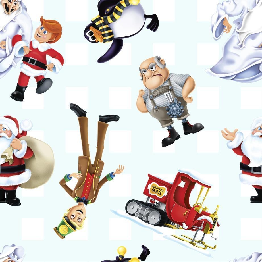 Springs Creative - Universal Santa Claus is Coming to Town Christmas Fabric Cotton- holiday- continuous cuts. Licensed Fabric