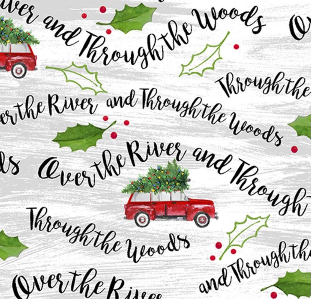 Over the River and Through the Woods Fabric- 100% Cotton - 3WI15494-WHT-CTN-D