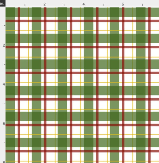 Red Green Plaid Christmas Cotton Fabric- continuous cuts