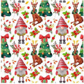 Christmas Gnomes, Trees and Reindeer Christmas Cotton fabric Continuous Cuts- 100% Cotton -
