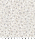 White & Gray on Beige Packed Snowflakes on Cream Christmas Cotton Fabric Snowflakes