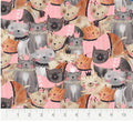 Pink Fancy Kittens Cotton Fabric - 100% Cotton- Continuous Cuts - Fabric Editions
