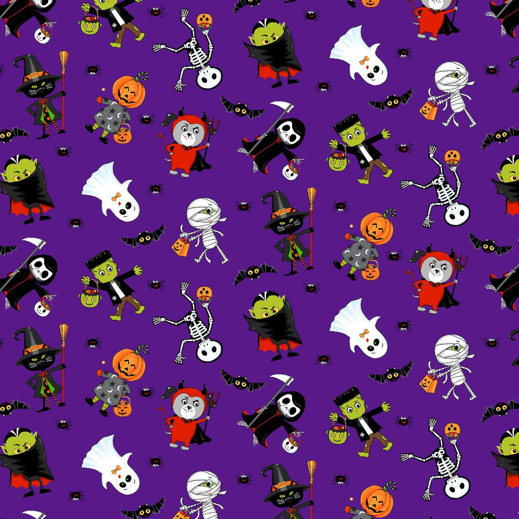 Spell on you FL Fabric Halloween 100% Cotton - Continuous cuts - Spell on You FLSY D90 V Violet Costume Party Time