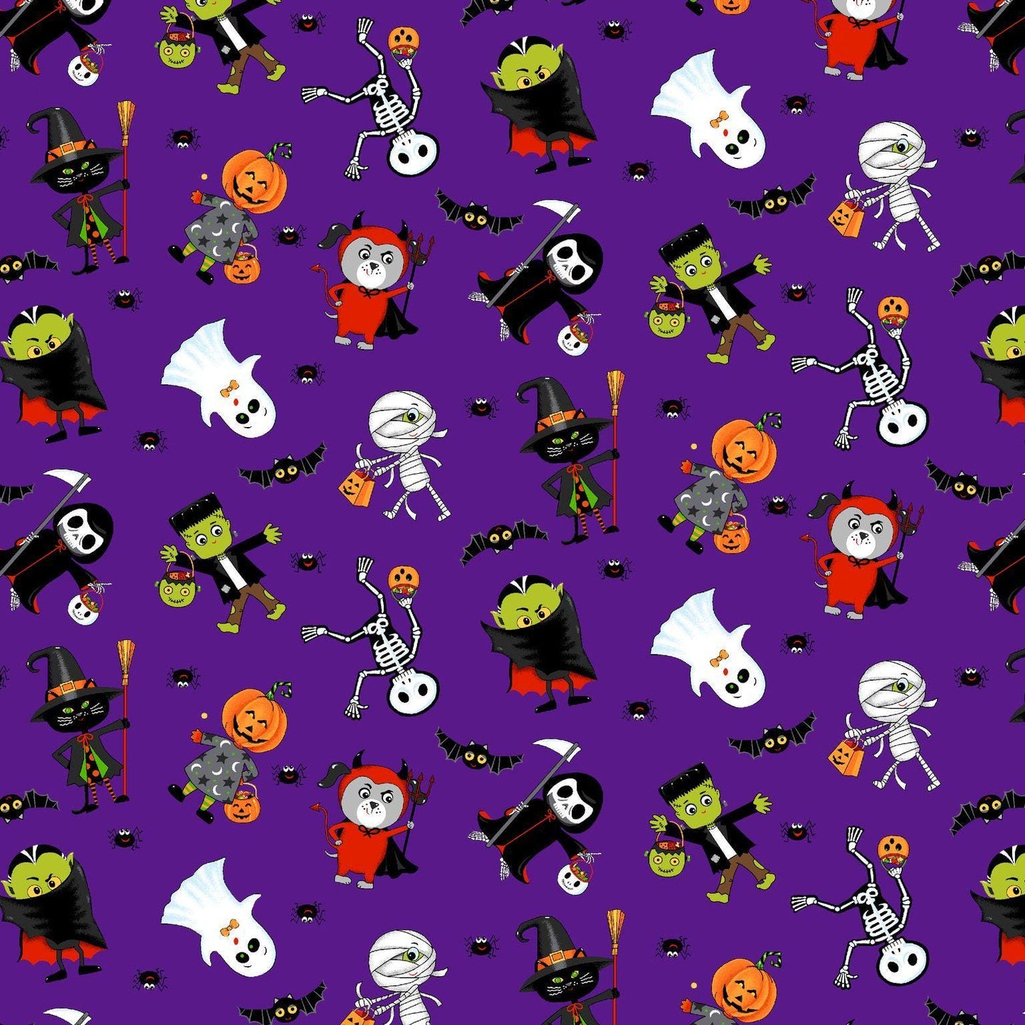 Spell on you  FL Fabric Halloween  100% Cotton - Continuous cuts - Spell on You FLSY D90 V Violet Costume Party Time