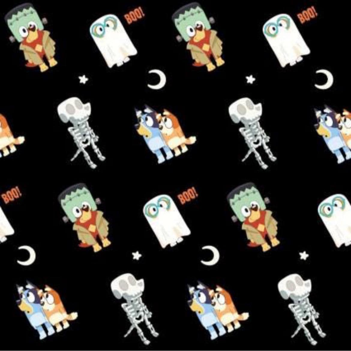 Bluey Halloween Cotton Fabric- 100% Cotton - continuous cuts