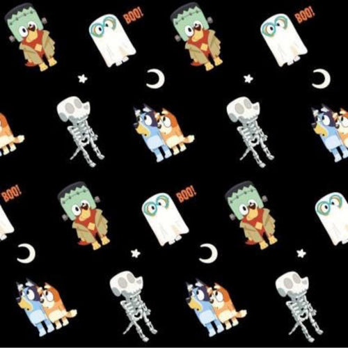 Bluey Halloween Cotton Fabric- 100% Cotton - continuous cuts Licensed Fabric