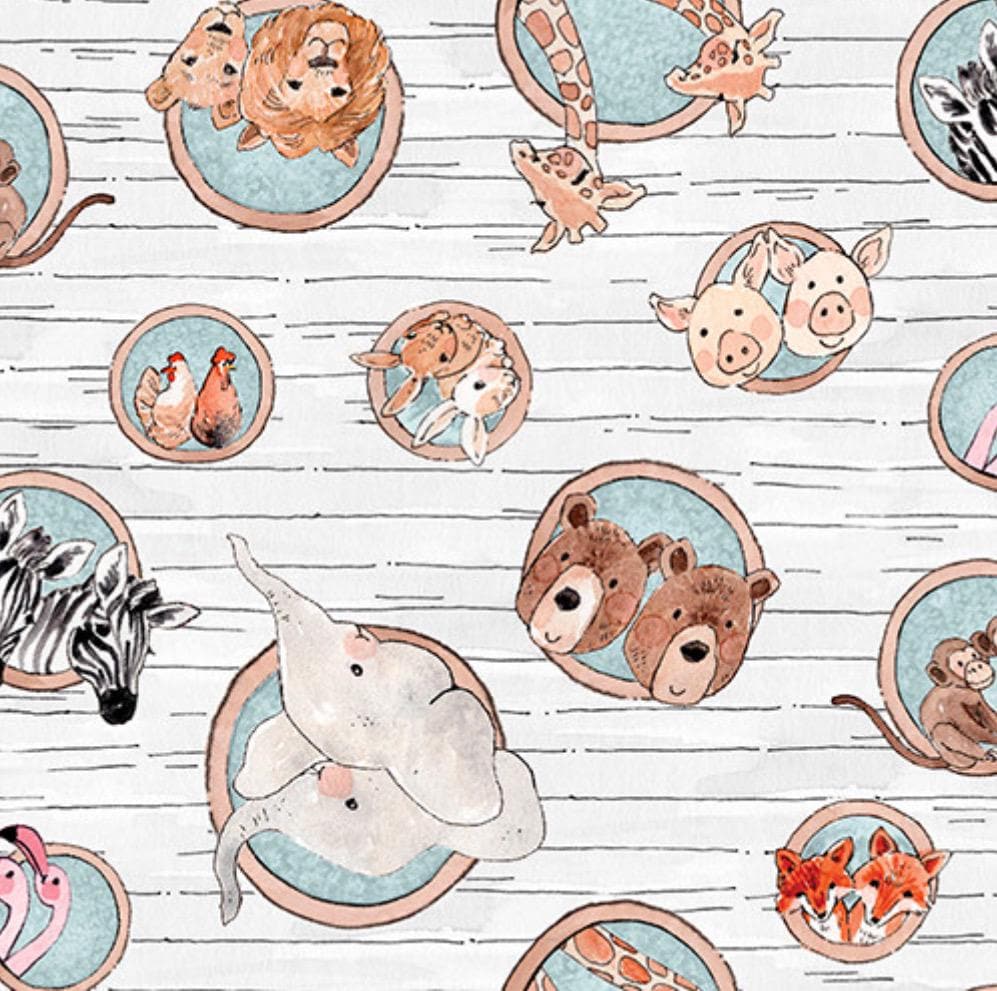 Two by Two Nursery Noah’s Ark Fabric - 100% Cotton - Continuous cuts