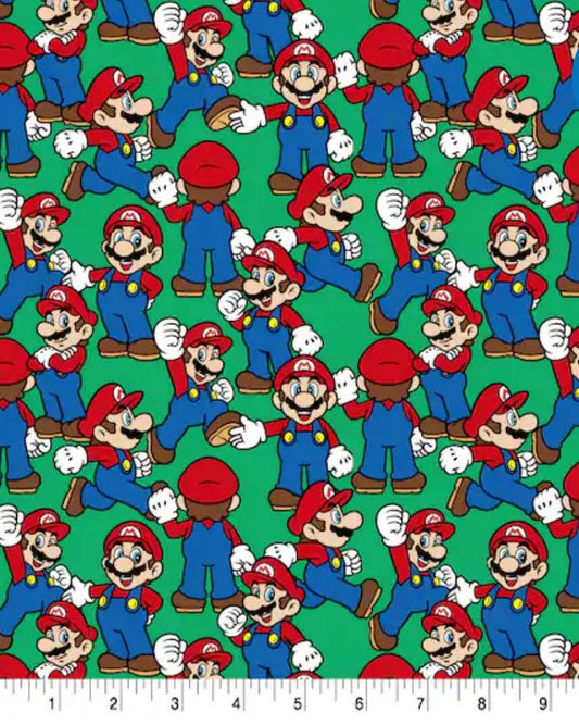 Super Mario Toss Fabric - 100% Cotton Fabric - Continuous cuts -Licensed Fabric