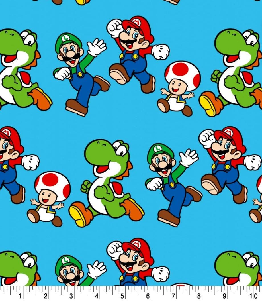 Super Mario Friends Jump fabric- 100% Cotton - Licensed Fabric