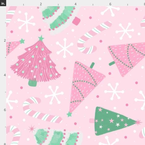 Pink Wonderland Christmas Cotton fabric- 100% Cotton - Continuous Cuts