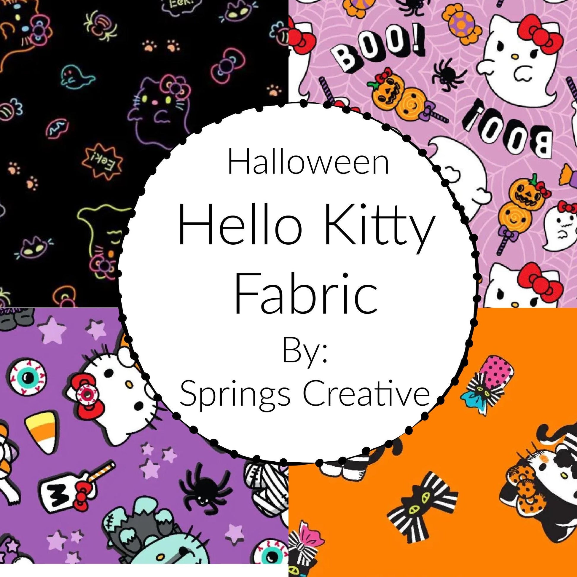 Hello Kitty Halloween Fabric. By Springs Creative - 100% Cotton - Continuous Cuts