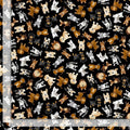 Tossed Dogs 100% Cotton Fabric - Continuous cuts- TT-Dog CD3318 Black - Tossed Small Dogs
