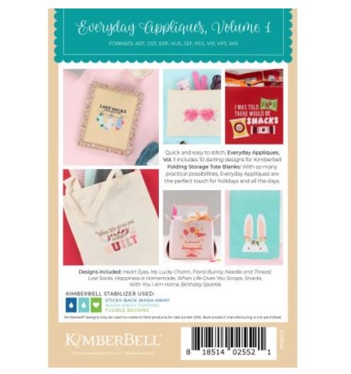 KID5141 Everyday Appliques, Volume 1 - Machine Embroidery CD Designers: Kim Christopherson, KimberBellMachine Embroidery CD