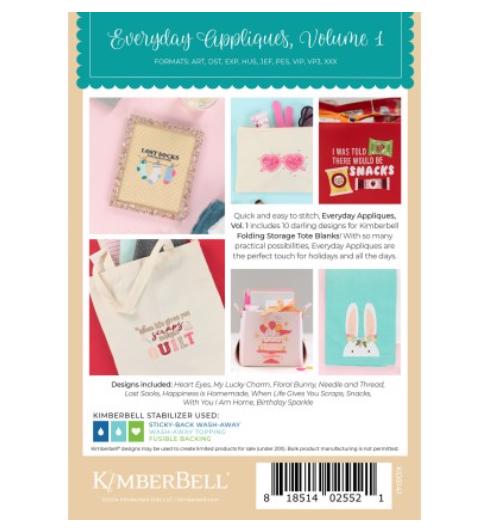 KID5141 Everyday Appliques, Volume 1 - Machine Embroidery CD Designers: Kim Christopherson, KimberBellMachine Embroidery CD