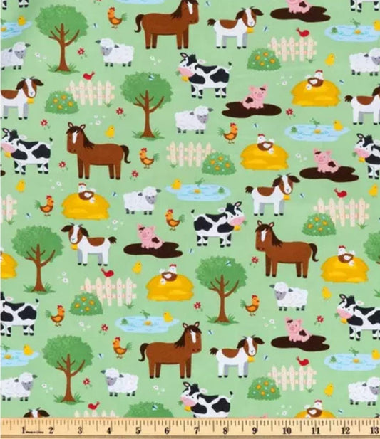 Farm Animals  Fabric - 100% Cotton - Fabric- continuous cuts