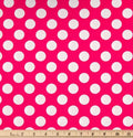 White Polka Dots on Pink Cotton Fabric- 100% Cotton - continuous cuts