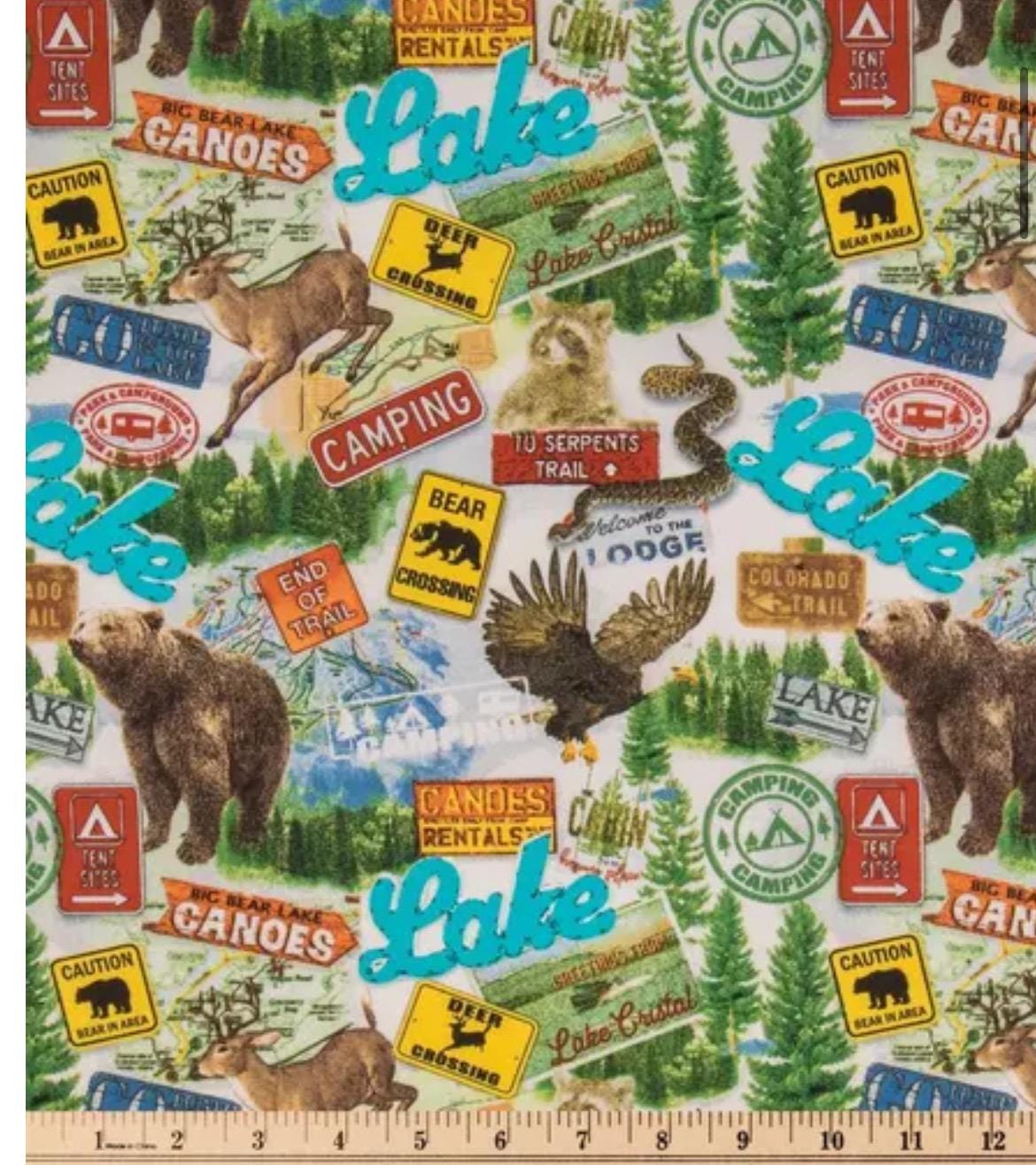Bears and Canoes Cotton fabric - 100% Cotton