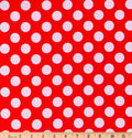 White Polka Dots on Red Cotton Fabric- Fat Quarters - 100% Cotton - continuous cuts