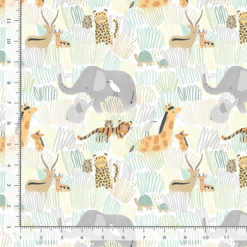 Grasslands Nursery Noah’s Ark Fabric - 100% Cotton - Continuous cuts DS-Grasslands Stella D2929 White