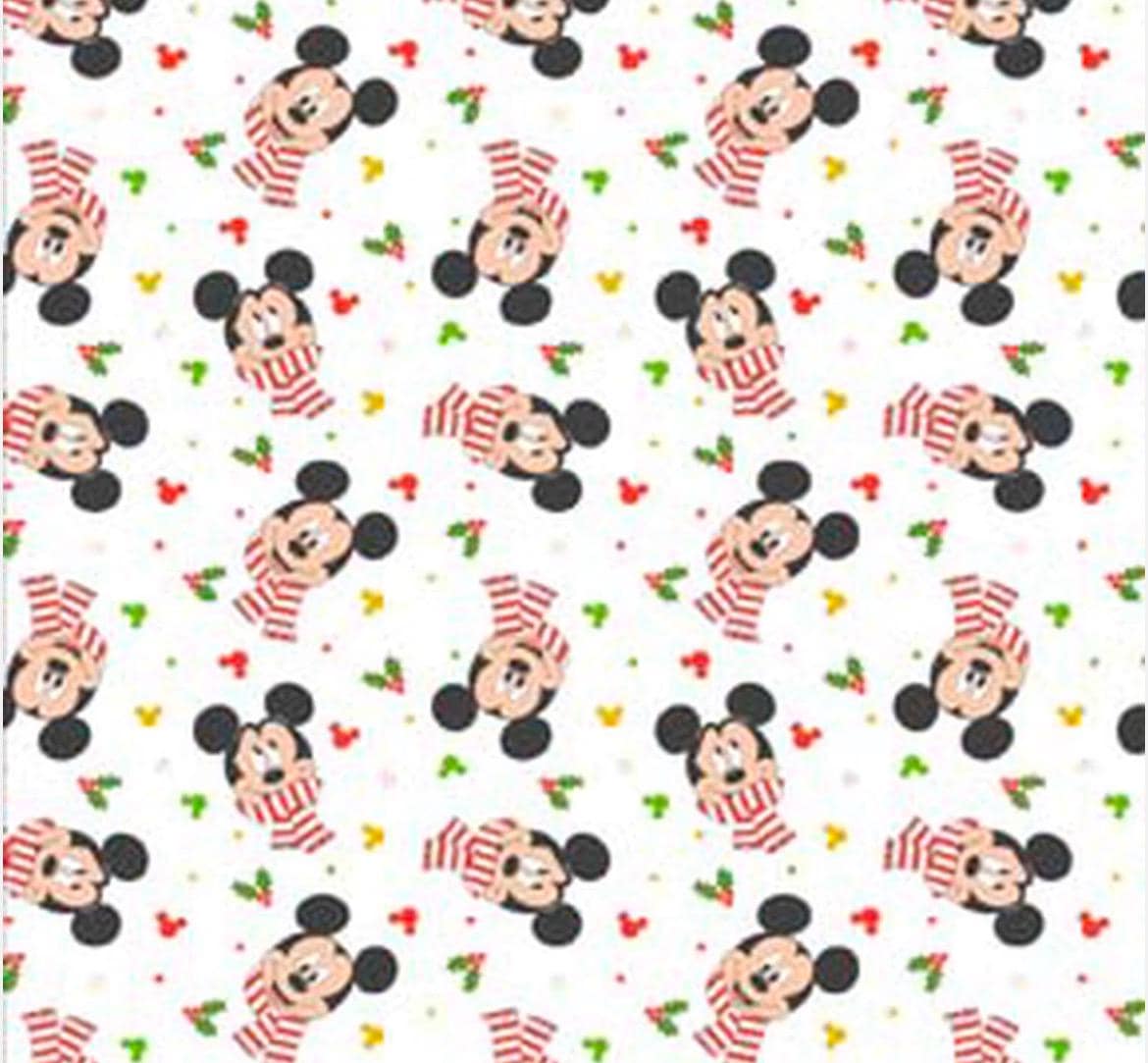 Mickey Mouse Christmas Scarf character fabric - 100% Cotton - Licensed Fabric