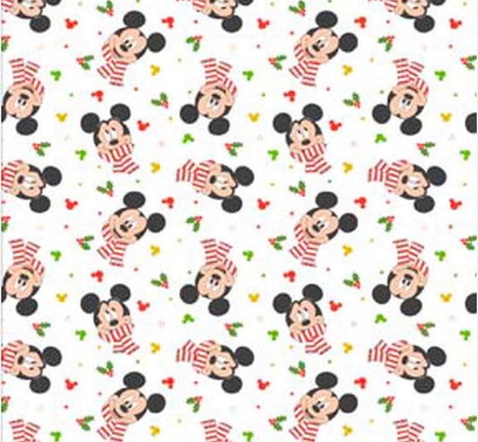 Mickey Mouse Christmas Scarf character fabric - 100% Cotton - Licensed Fabric